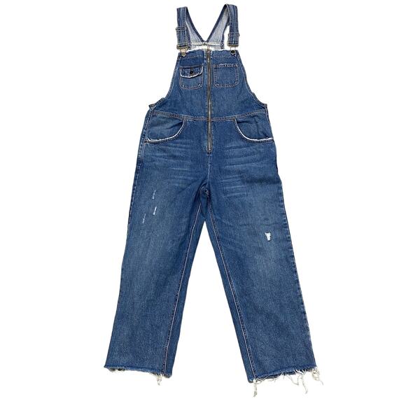 Reformation Benji Zip Raw Hem Bib Overalls in Celtic Women's 6 - Picture 1 of 12